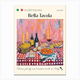 Bella Tavola Trattoria Italian Poster Food Kitchen Canvas Print