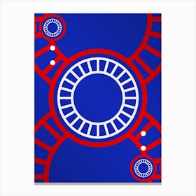 Geometric Glyph in White on Red and Blue Array n.0097 Canvas Print