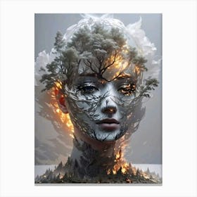 Woman With Trees On Her Face Canvas Print