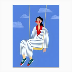 Woman On A Swing Canvas Print