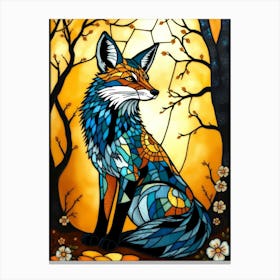 Stained Glass Fox 6 Canvas Print