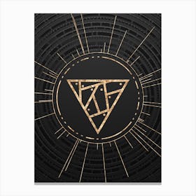 Geometric Glyph Symbol in Gold with Radial Array Lines on Dark Gray n.0058 Canvas Print