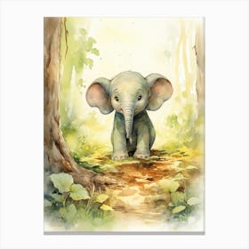 Elephant Painting Writing Watercolour 2  Canvas Print
