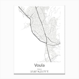 Voula,Greece Minimalist Map Canvas Print