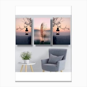 Sunset With A Feather Canvas Print