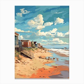 Abstract Illustration Of Southwold Beach Suffolk Orange Hues 1 Canvas Print