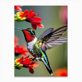 Male Ruby Throated Hummingbird-Reimagined 1 Canvas Print