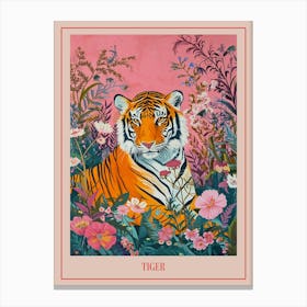 Floral Animal Painting Tiger 2 Poster Canvas Print