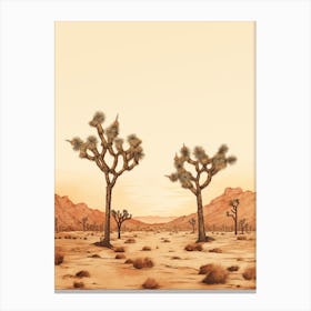  Minimalist Joshua Trees At Dawn In Desert Line Art 3 Canvas Print