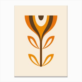 Mid Century Modern Flower 2 Orange Canvas Print