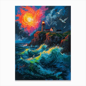 Lighthouse At Sunset 1 Canvas Print