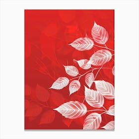 White Leaves On Red Background 6 Canvas Print