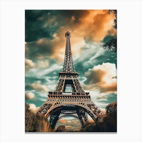 Eiffel Tower Paris France Oil Painting Style 11 Canvas Print