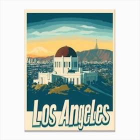 Aihrgdesign A Retro Travel Poster For Los Angeles Featuring T B831b45a D0d2 4a58 Ab23 7fc03818b63a 1 Canvas Print