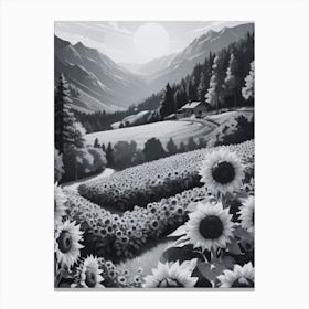 Sunflowers In The Mountains 4 Canvas Print