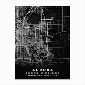 Aurora Colorado USA Black Map Canvas Print