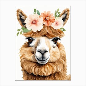 Baby Alpaca Wall Art Print With Floral Crown And Bowties Bedroom Decor (10) Canvas Print