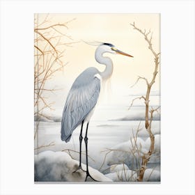 Winter Bird Painting Great Blue Heron 7 Canvas Print