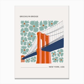 Brooklyn Bride   New York, Usa, Warm Colours Illustration Travel Poster 2 Canvas Print