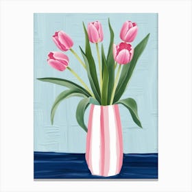 Pink Tulips In A Vase Canvas Print