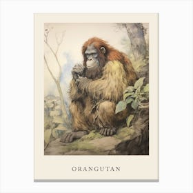 Beatrix Potter Inspired  Animal Watercolour Orangutan Canvas Print