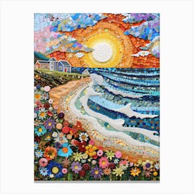 Mosaic Beach Scene Canvas Print