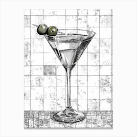 Martini Linework Sketch Canvas Print