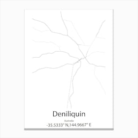 Deniliquin,Australia Minimalist Map Canvas Print