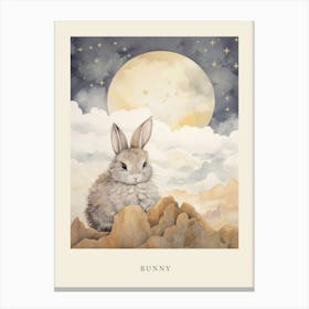 Sleeping Baby Bunny 1 Nursery Poster Canvas Print