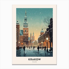 Winter Night  Travel Poster Krakow Poland 2 Canvas Print