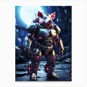 Pig In Cyborg Body #1 Canvas Print