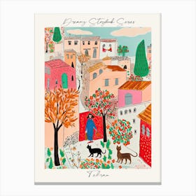 Poster Of Tehran, Dreamy Storybook Illustration 3 Canvas Print