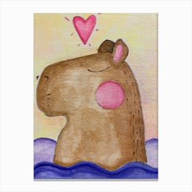 Capybara in the water Canvas Print