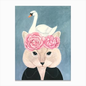 Cat And Swan Canvas Print