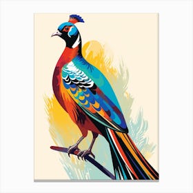 Colourful Geometric Bird Pheasant 4 Canvas Print