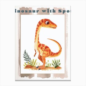 Cute Spotted Dinosaur Illustration Poster Canvas Print