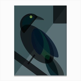 Mid Century Geometric Black Bird Canvas Print