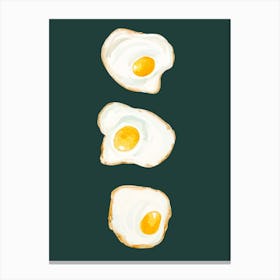 Fried Eggs Illustration Kitchen Canvas Print