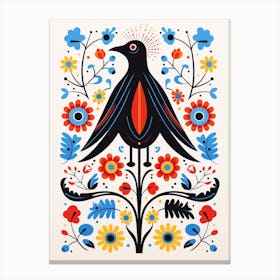 Scandinavian Bird Illustration Crow 2 Canvas Print