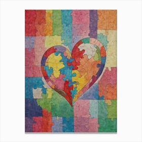 Puzzle Heart Canvas Print