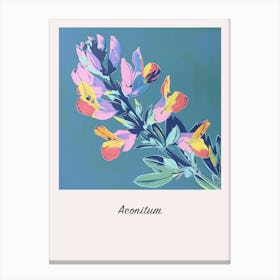 Aconitum 2 Square Flower Illustration Poster Canvas Print