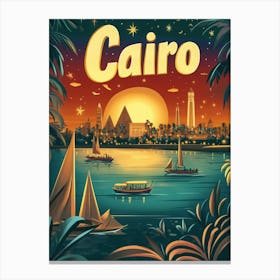 Aihrgdesign A 1970s Inspired Travel Poster For Cairo 1 Canvas Print