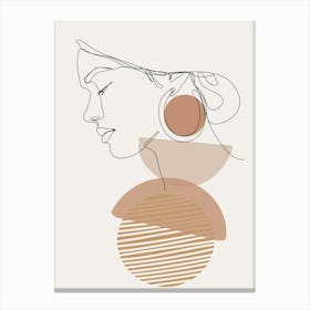 Woman'S Head Monoline Asthetic Mnimalist Drawing Canvas Print