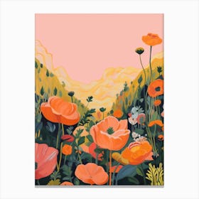 Boho Wildflower Painting Buttercup Ranunculus 2 Canvas Print