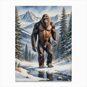 Mystic Shadows in the Snow Bigfoot Canvas Print