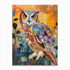Kitsch Colourful Owl Collage 5 Canvas Print