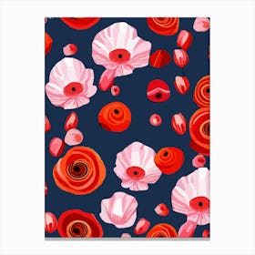 Seamless Pattern With Red Roses Canvas Print