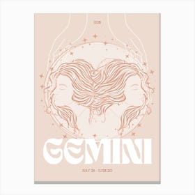 Beige Zodiac Gemini Canvas Print