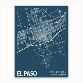 El Paso Blueprint City Map 1 Canvas Print