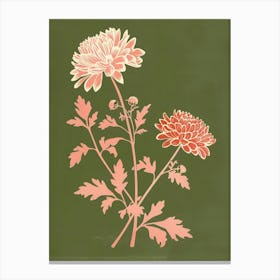 Pink & Green Chrysanthemum 2 Canvas Print